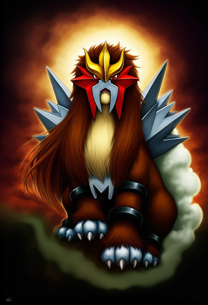 AI-generated NovelAI Diffusion V4.5 sample of the "entei" tag