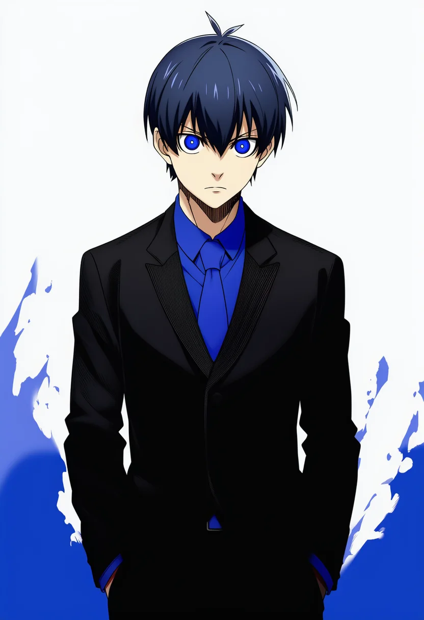 AI-generated NovelAI Diffusion V4.5 sample of the "isagi yoichi" tag