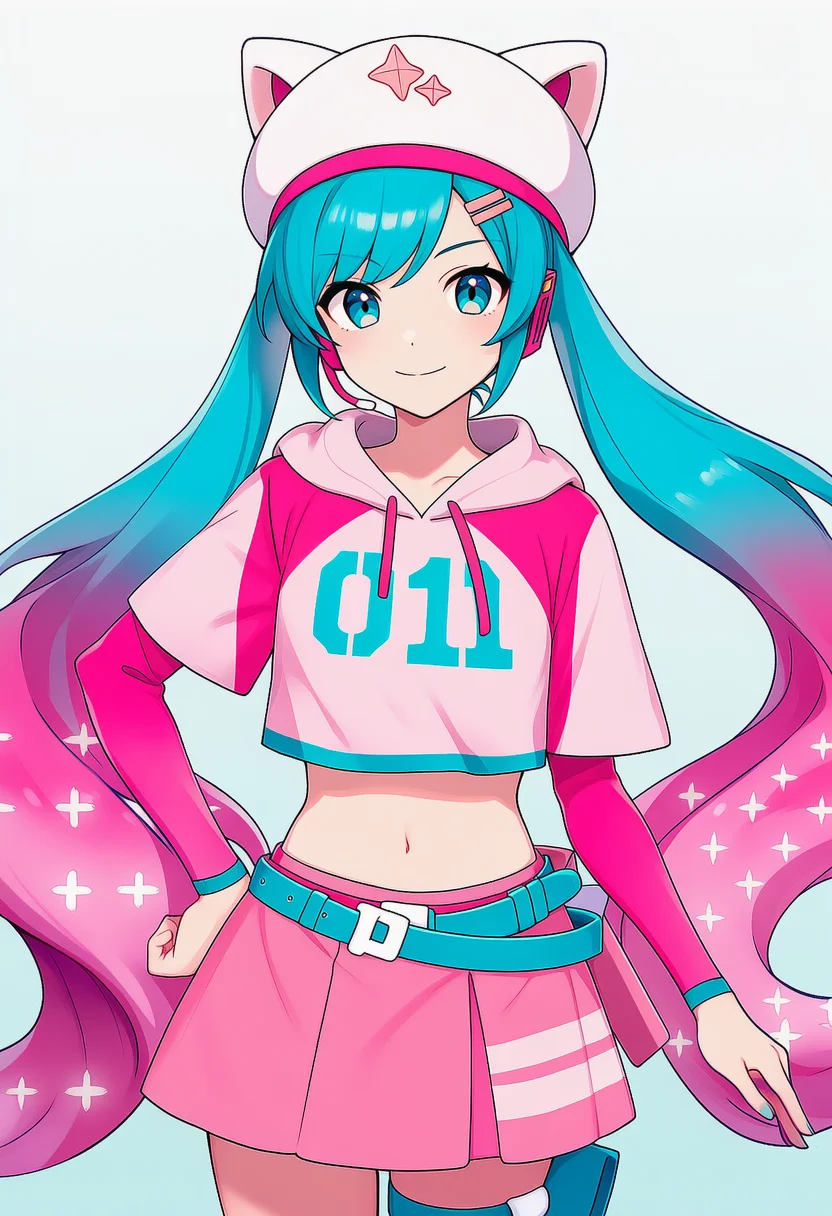 AI-generated NovelAI Diffusion V4.5 sample of the "neko hatsune miku" tag