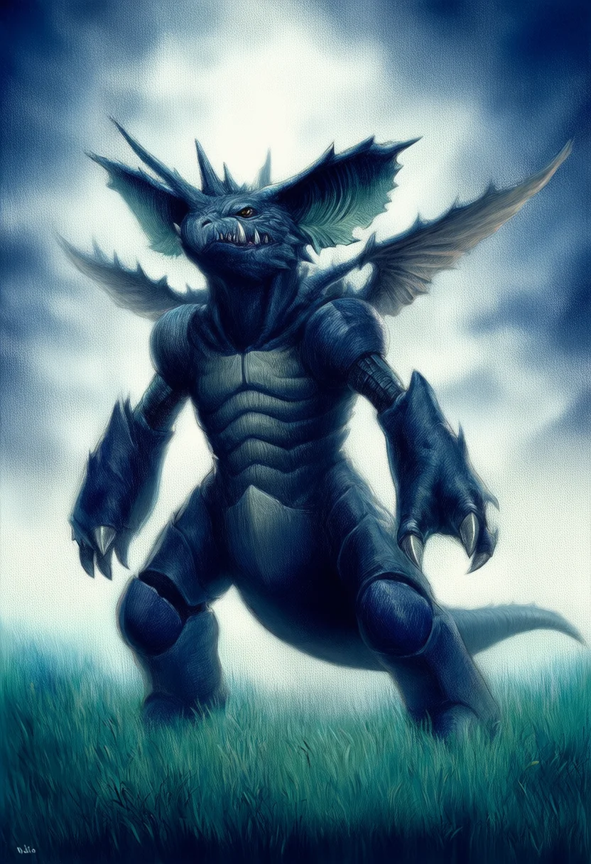AI-generated NovelAI Diffusion V4.5 sample of the "nidoking" tag