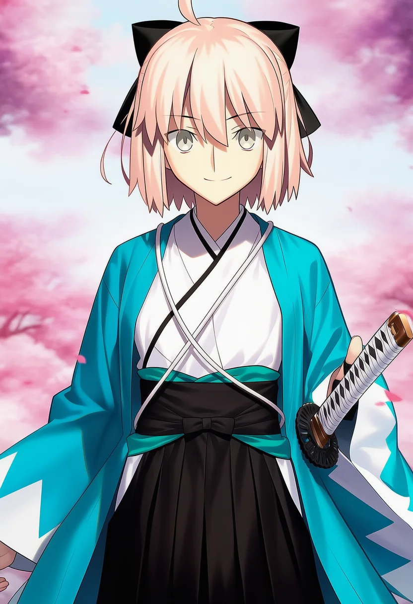 okita souji (teal haori and hakama) (fate)